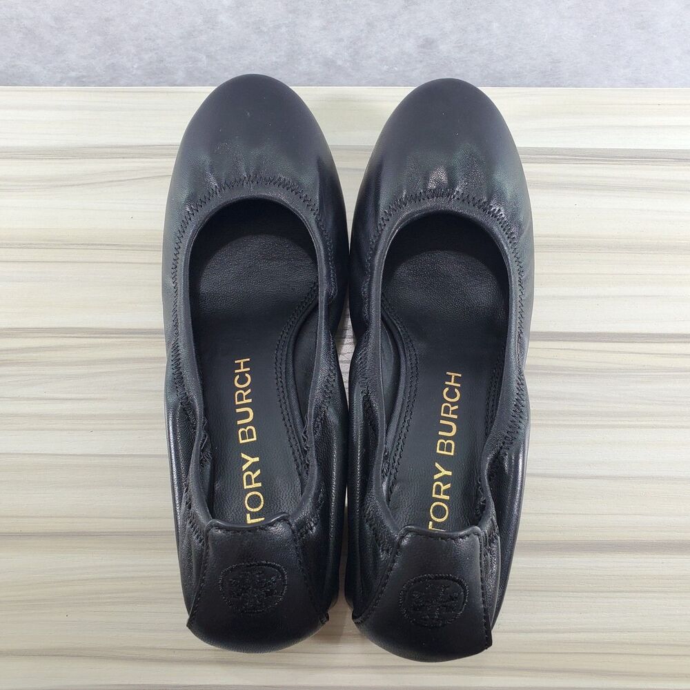 8.5 Tory Burch 55 MM Eddie Pump Chunky Block Heel Ballet Perfect Black Soft - Picture 3 of 10